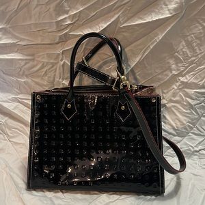 Black patent leather Arcadia handbag